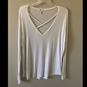 VS pink super soft cross front long sleeve T-shirt